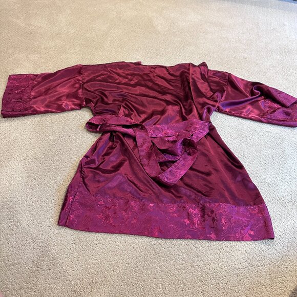 VS Victorias Secret Robe Kimono Gold Label OS Satin Wrap Short Berry Vintage Y2K - Picture 12 of 13